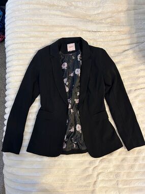 Black Womens Blazer Jacket with Floral Lining